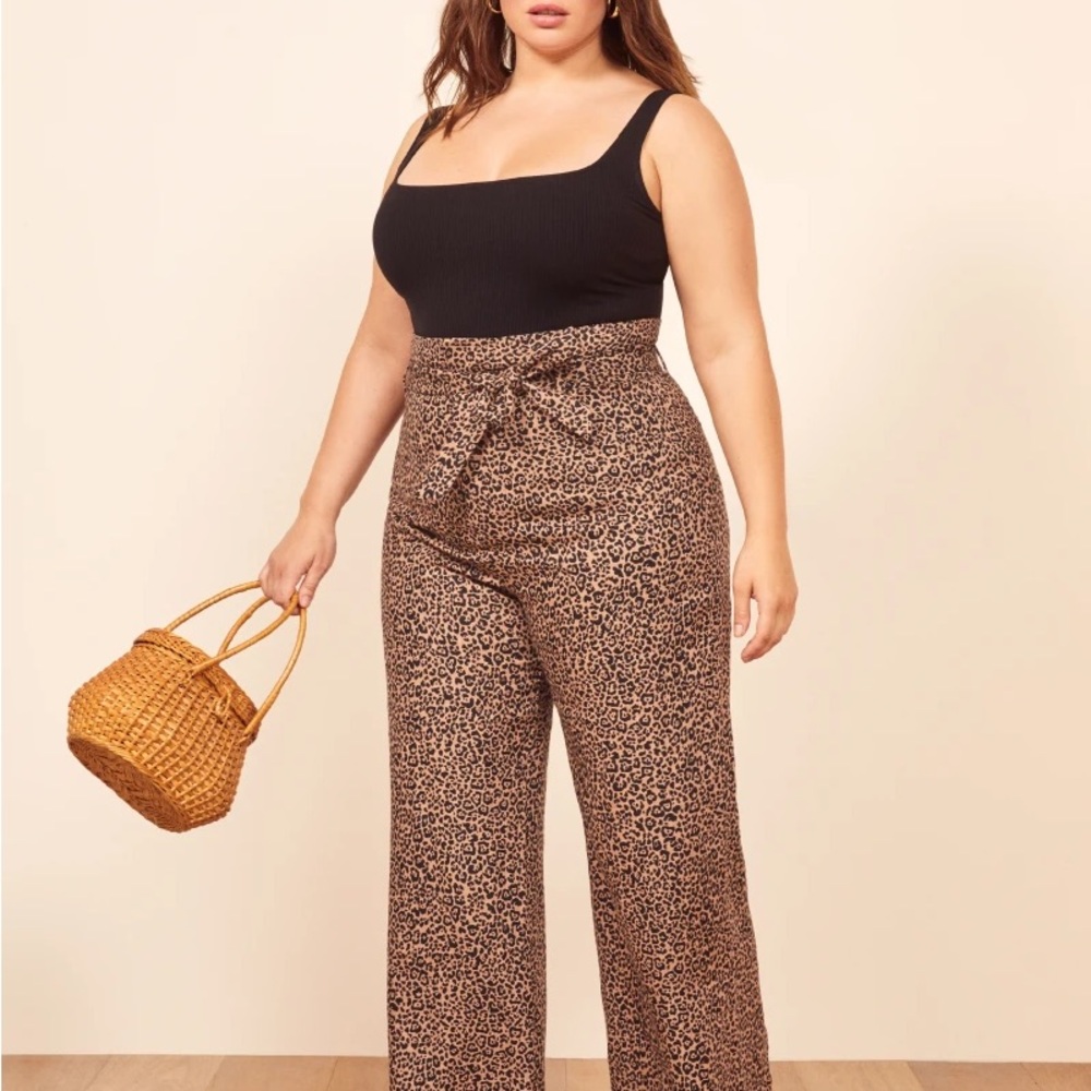 CLEARANCE ✨Reformation Leopard Print Wide Leg Pants Jackie 100% Linen 14